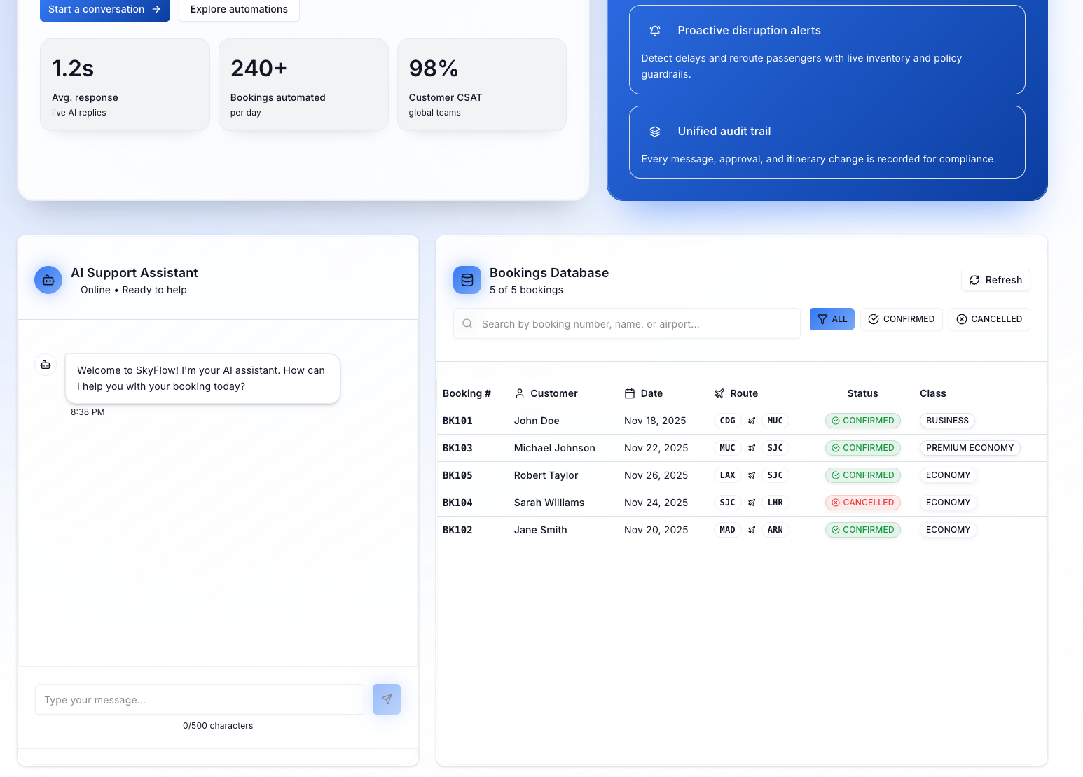 Live AI Booking-Chatbot